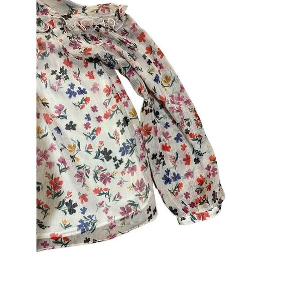ZARA trafaluc Floral Cold Shoulder Ruffle Top Blouse Multicolor sz small - Picture 6 of 9
